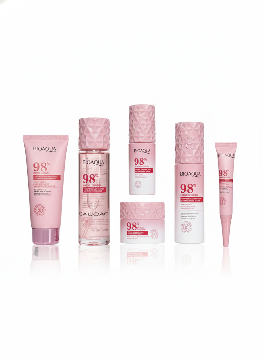 Набор для ухода за лицом, 98% экстракт цветков вишни BIOAQUA Cherry Blossom, 6 предметов