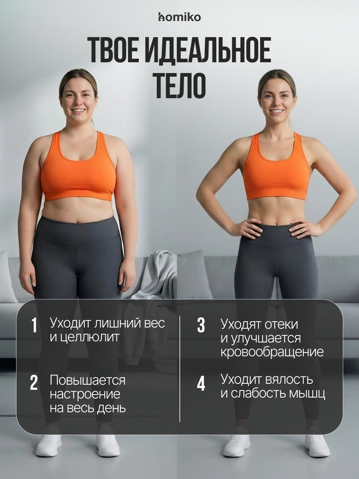 Виброплатформа для похудения Homiko VP-01, до 150 кг, Bluetooth, 9 программ, до 150 кг — фото 1