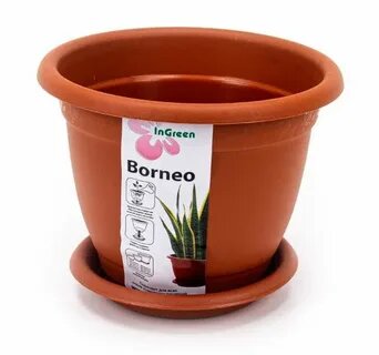Горшок для цветов Борнео D 140 mm, 0,8л с подставкой №1 терракотовый