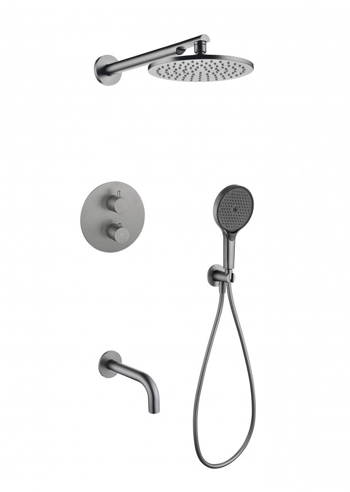 Душевая система Grocenberg GB5091, скрытый монтаж, с термостатом, графит
