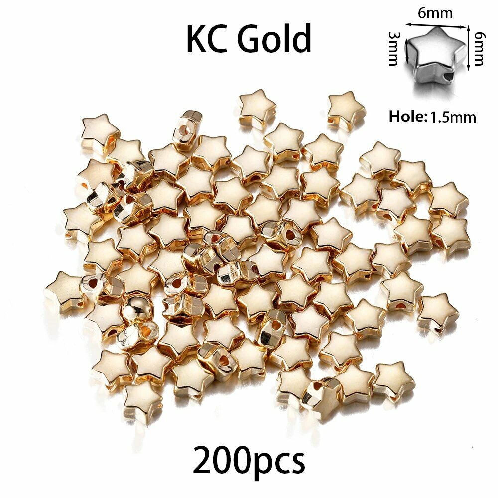 Бусины-разделители звезда KC Gold, 200шт, Stars 02, 1.5мм