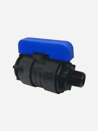 Изображение товара ПНД кран шаровой Valfex 1 1/2 дюйма, внутренняя и наружная резьба, для холодного водоснабжения, 16 бар, Россия