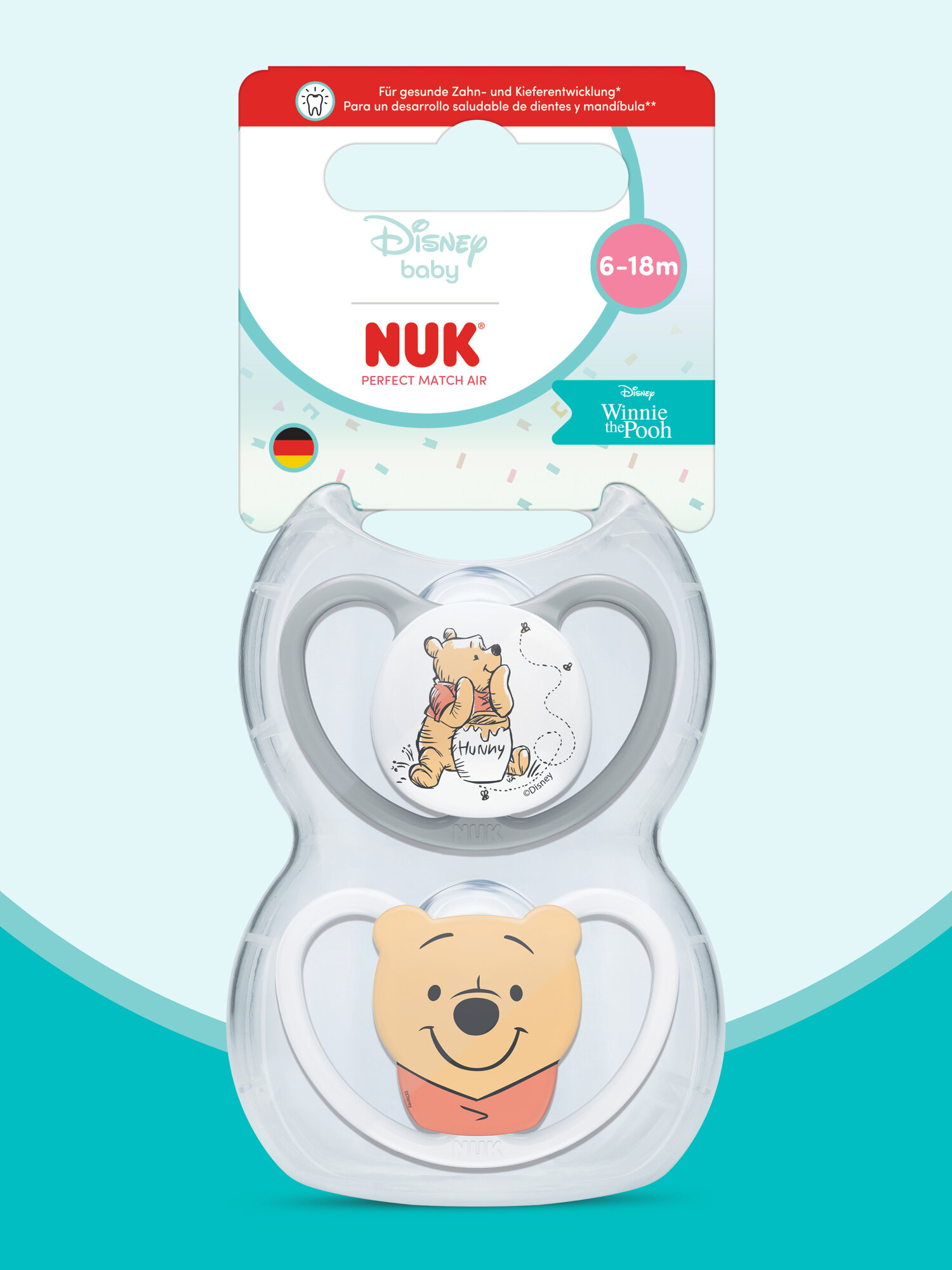 NUK PM AIR Соски пустышки силиконовые 6-18 месяцев, 2 шт. в контейнере
