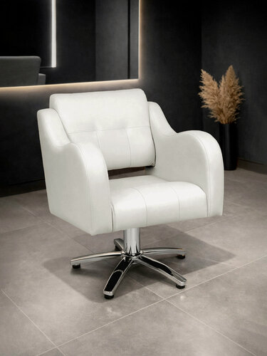 Изображение товара Парикмахерское кресло Волна, гидравлика, основание пятилучье, Уютный мастер, белый