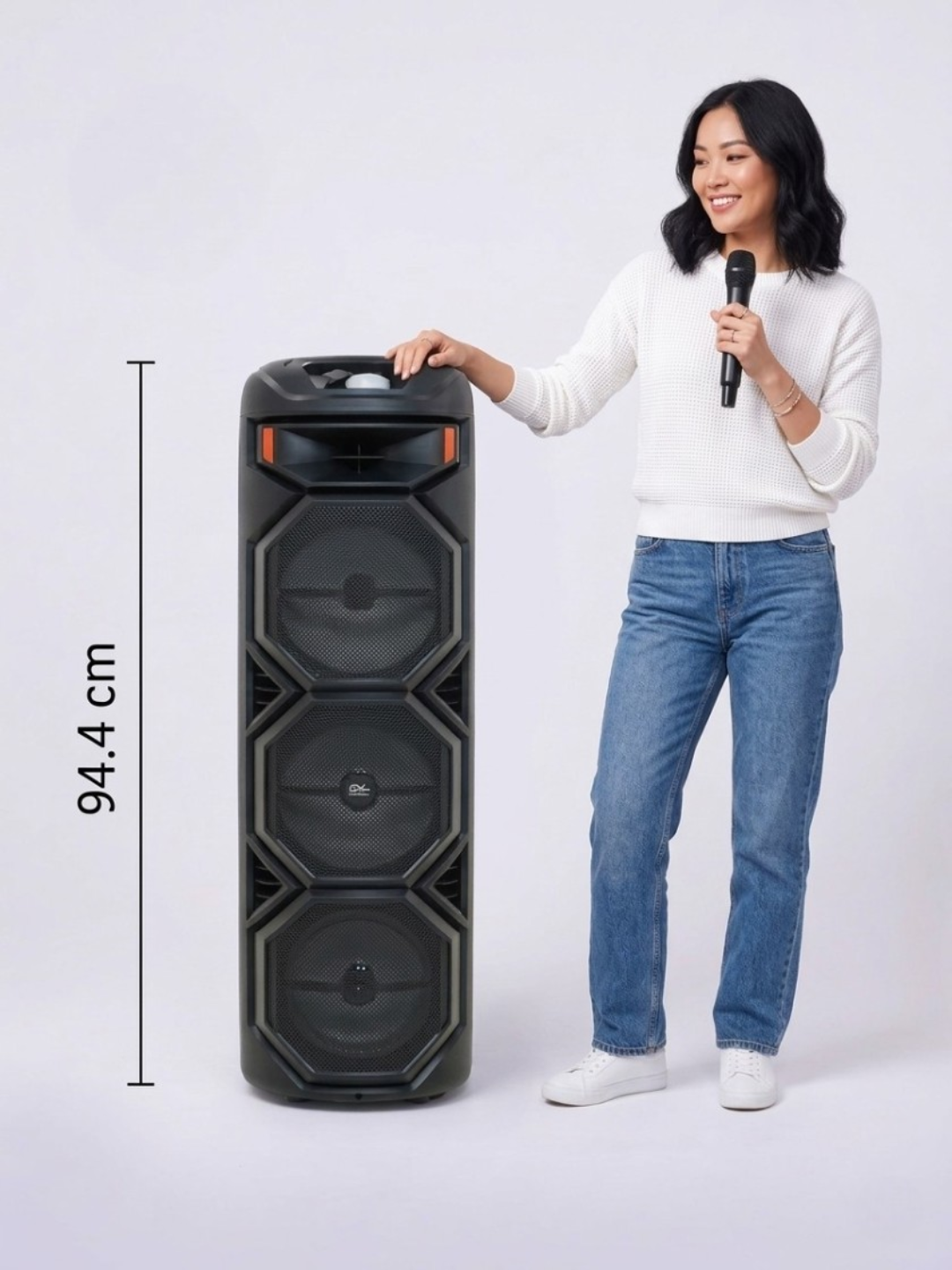 Bluetooth колонка Sing-E ZQS 8302 92 см с микрофоном и пультом — FM, AUX, USB, подсветка