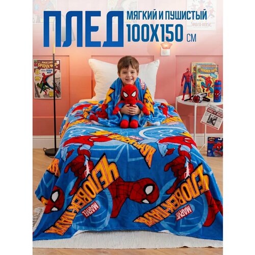 фото Плед 100х150 павлинка человек паук, 1-спальный