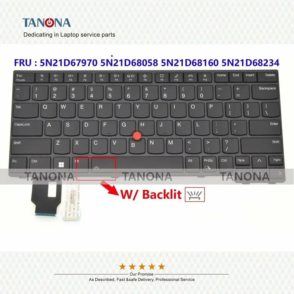 5N21D67970 5N21D68058 5N21D68160 5N21D68234 Клавиатура с подсветкой для Thinkpad T14 Gen 3, L14 Gen 3, P14s G3 US