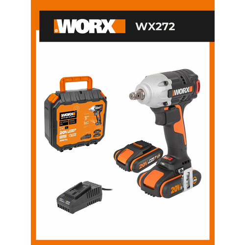фото Гайковерт аккумуляторный worx wx272, 20в, бесщеточный, 2ач x2, кейс
