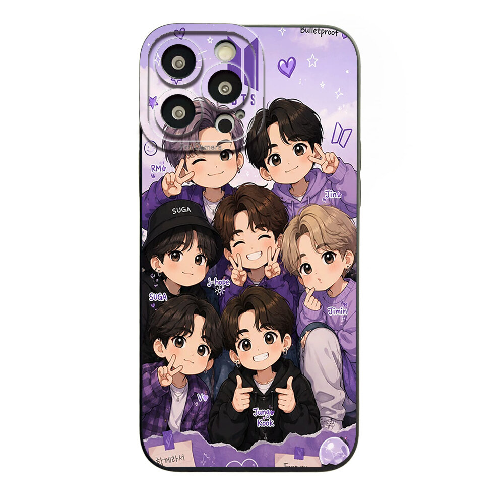 Для iPhone 12 Pro Max чехол с мультяшным принтом BTS BT21 противоударный мягкий чехол