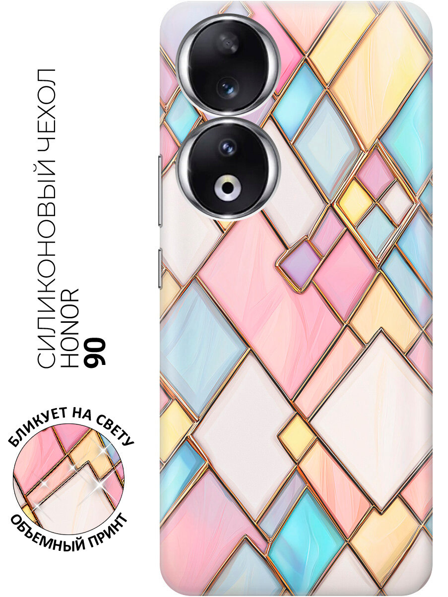 Силиконовый чехол на Honor 90 с принтом "Мозаика ромбов"