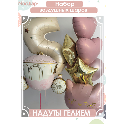 фото Воздушные шары с гелием для девочки, цифры на день рождения, кошечка и карета мосшар