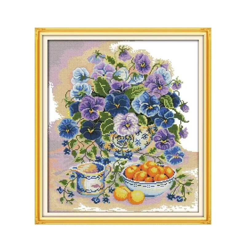 Набор для вышивки крестом Dreampattern, 14ct print canvas, цветы и фрукты