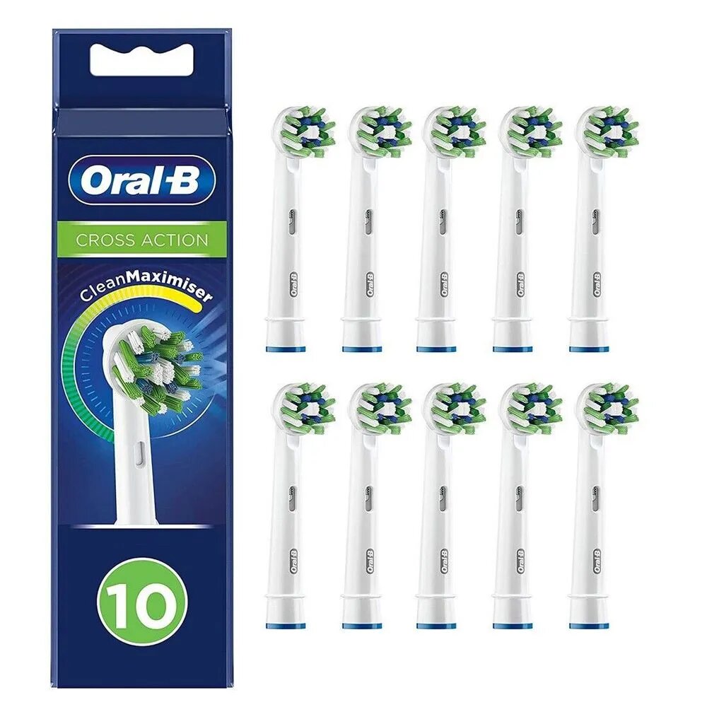 Насадки Oral-B Cross Action CleanMaximiser White для электрической зубной щетки, 10 шт, для тщательного удаления налета