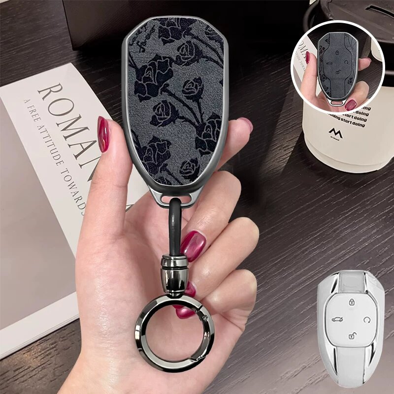 F-Стиль чехол для ключа автомобиля с узором черной розы и кольцевым зажимом для моделей Guangqi Chuanqi GS4, GS8, GS3