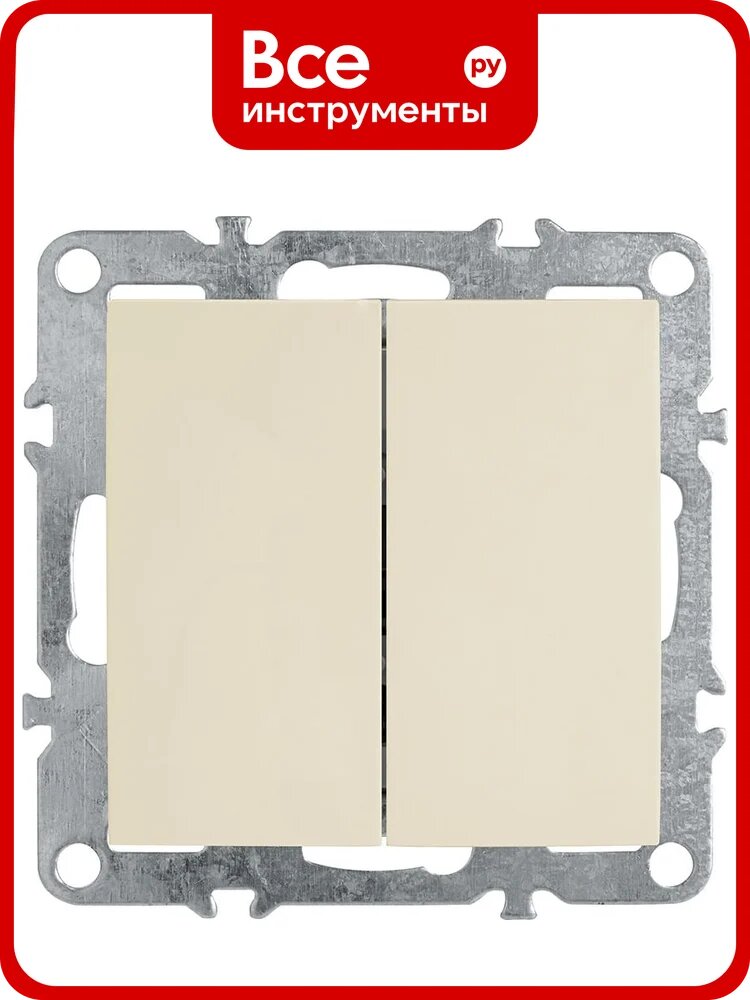 2-клавишный выключатель STEKKER механизм PSW10-9104-02, 250В, 10А, серия Эрна, слоновая кость 39323