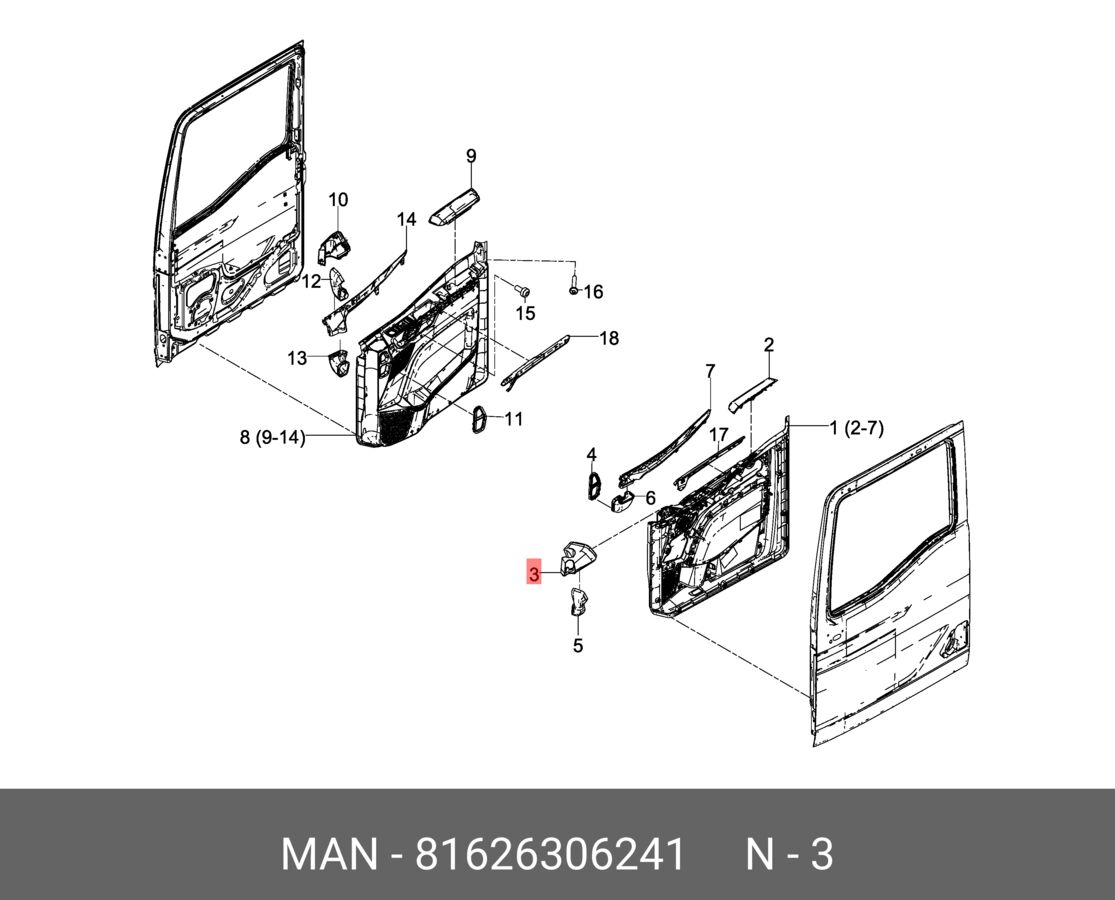Выпускной воздухопровод слева обшивка двери man (MAN 81626306241)