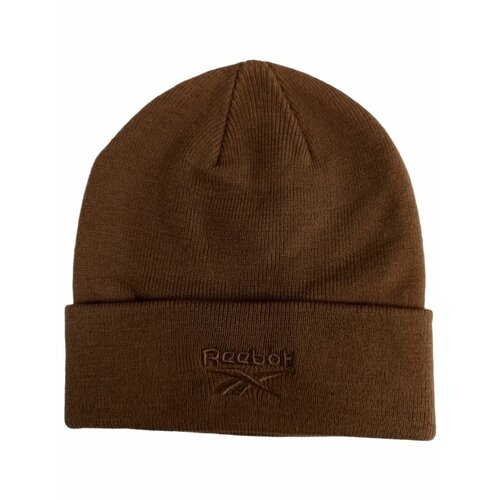 фото Шапка reebok flat knit beanie для мальчиков, размер onesize, коричневый