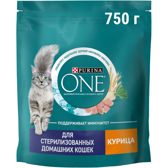 Сухой корм для кошек Purina One для стерилизованных кошек с курицей и цельными злаками 750 г