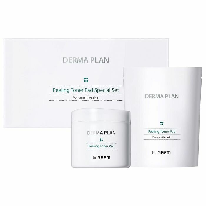 The Saem Отшелушивающие пилинг-диски с кислотами очищающие пады для чувствительной кожи Derma Plan Peeling Toner Pad Special Set