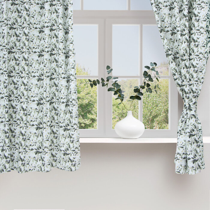 фото Шторы для кухни Доляна Apple flowers 146х180 см - 2 шт, подхваты - 2 шт, 100% хлопок, 164 г/м2