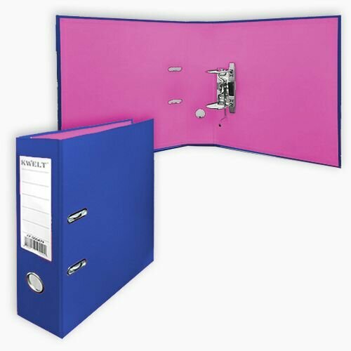 Папка-регистратор А4 KWELT сборная 75мм синяярозовая ПВХ двухсторонний этикетка для маркировки металлическая окантовка КР-000454 475₽