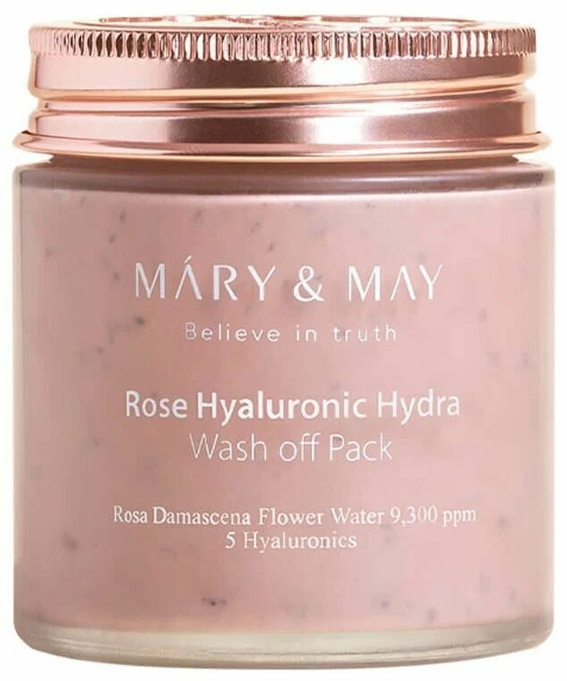Маска глиняная для лица с экстрактом розы и гиалуроновой кислотой | Mary&May Rose Hyaluronic Hydra Glow Wash Off Pack 125g