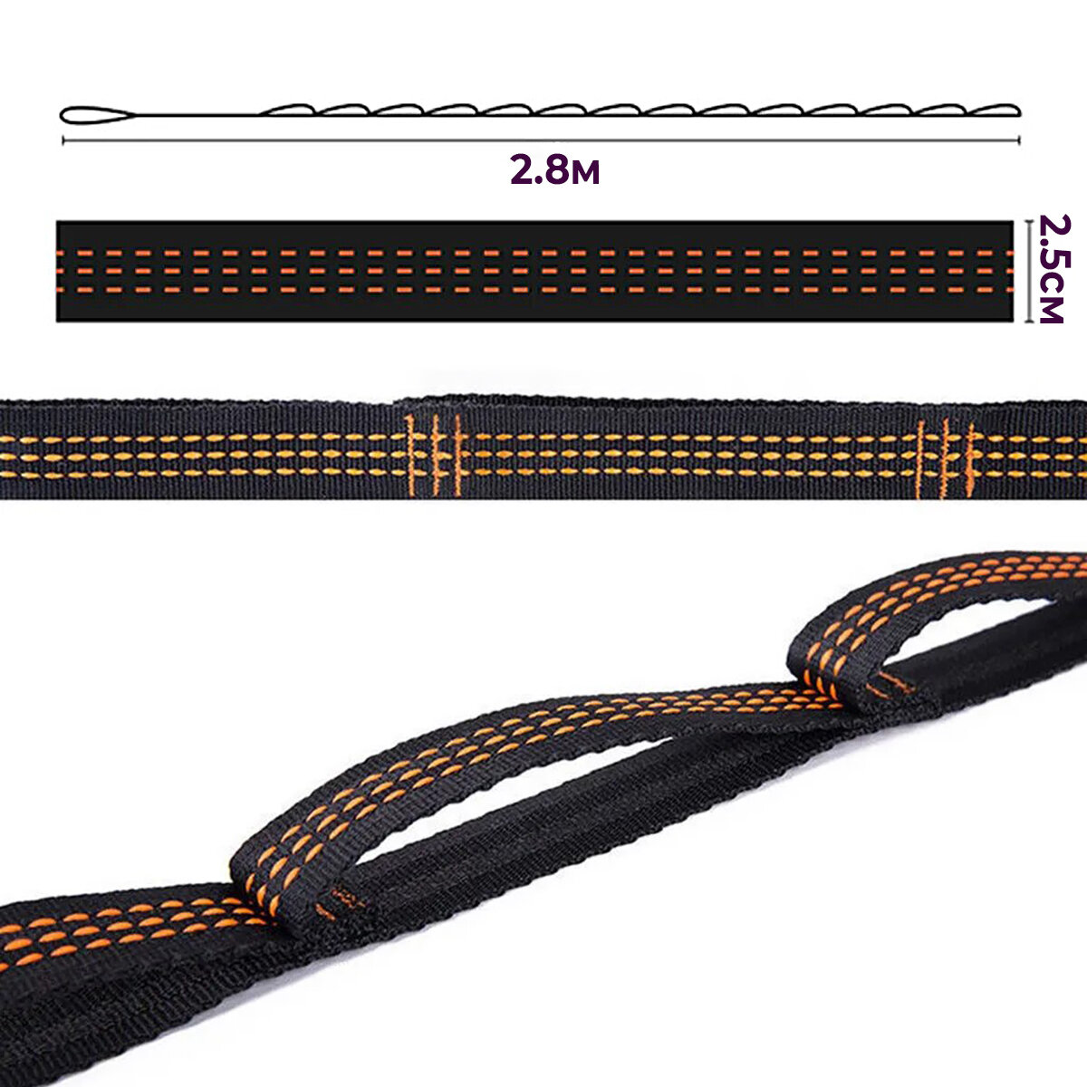 Набор строп для крепления гамака с большими карабинами - фотография № 2
