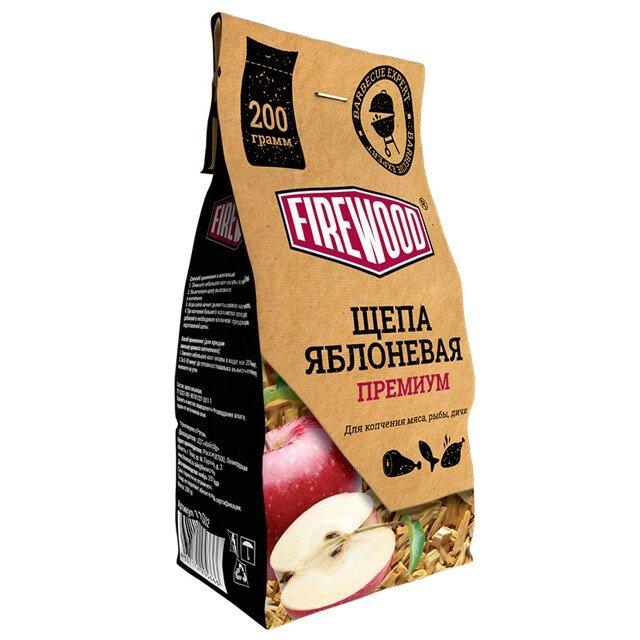 Щепа для копчения FIREWOOD 200г яблоневая