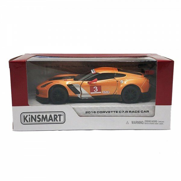 Машинка Kinsmart Corvette C7. R Race Car 2016 1:36 (оранжевая), арт. КТ5397/4