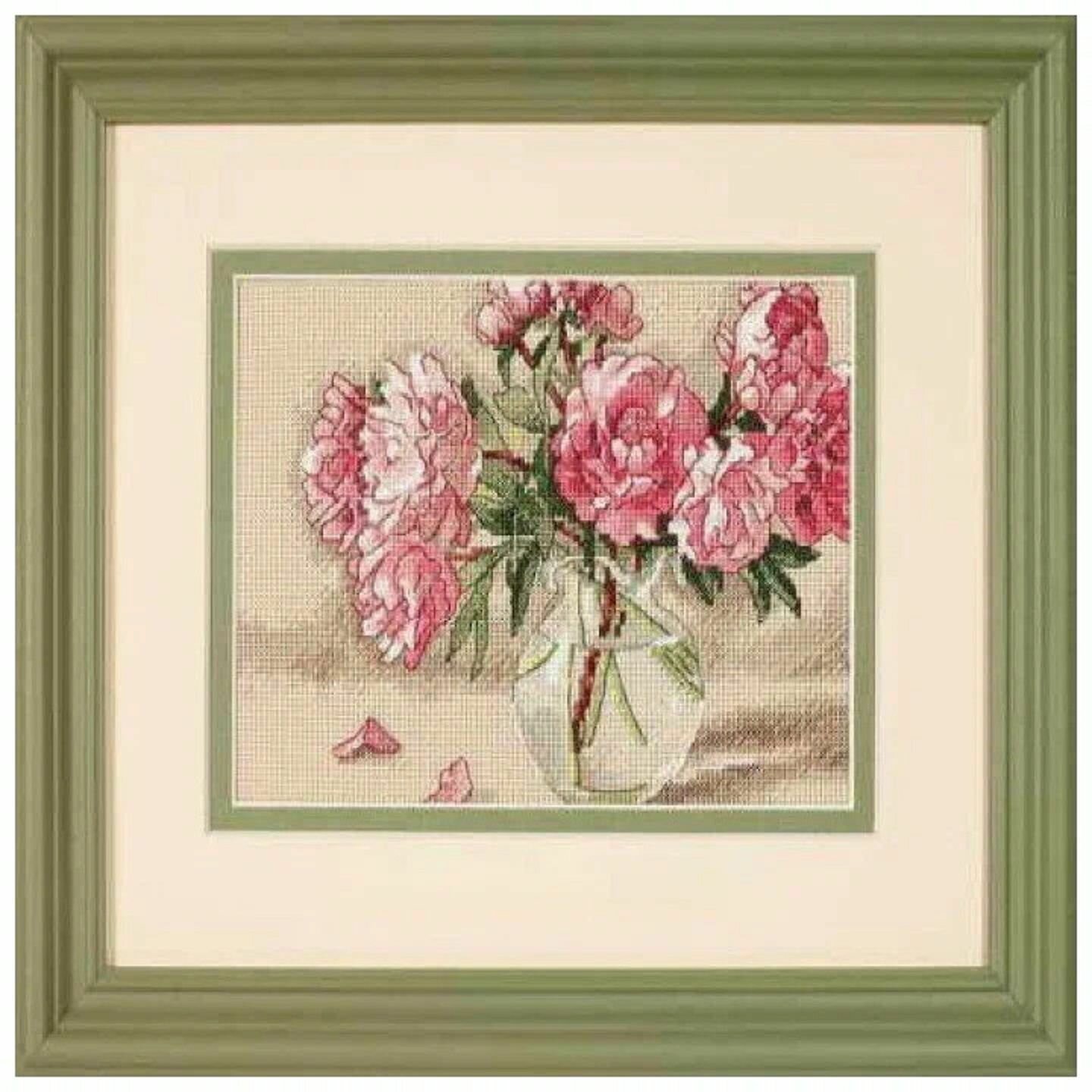 65048 Набор для вышивания крестом "Пионы в вазе",18*13см, DIMENSIONS — фото 1