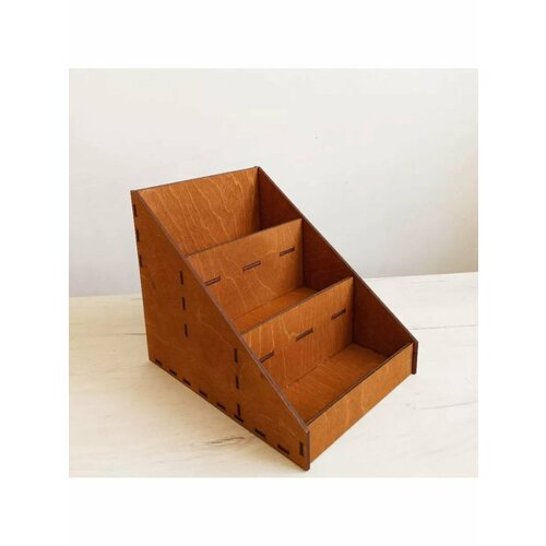 Стеллаж, витрина переносная на три отделения. Коричневый