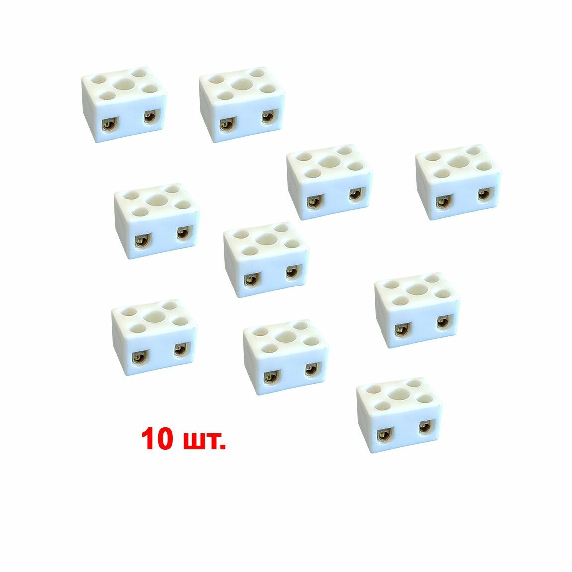 Клемма керамическая, 2 х 6 мм, с крепежным отверстием, CTB-B2-03, 10 шт./упак.