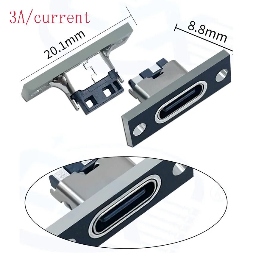 20 шт. розетка USB 3.1 типа C с винтовой крепежной пластиной Type-C USB-разъем 3.1 Type-C 2-контактный 4-контактный 5-контактный 6-контактный гнездовой разъем, 2PIN-3A, 20Pcs
