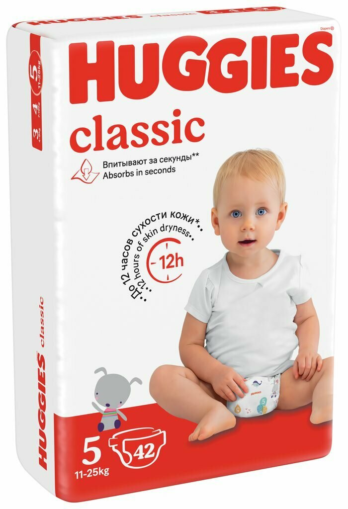 Подгузники Хаггис Классик Huggies Classic 5 11-25кг 42шт