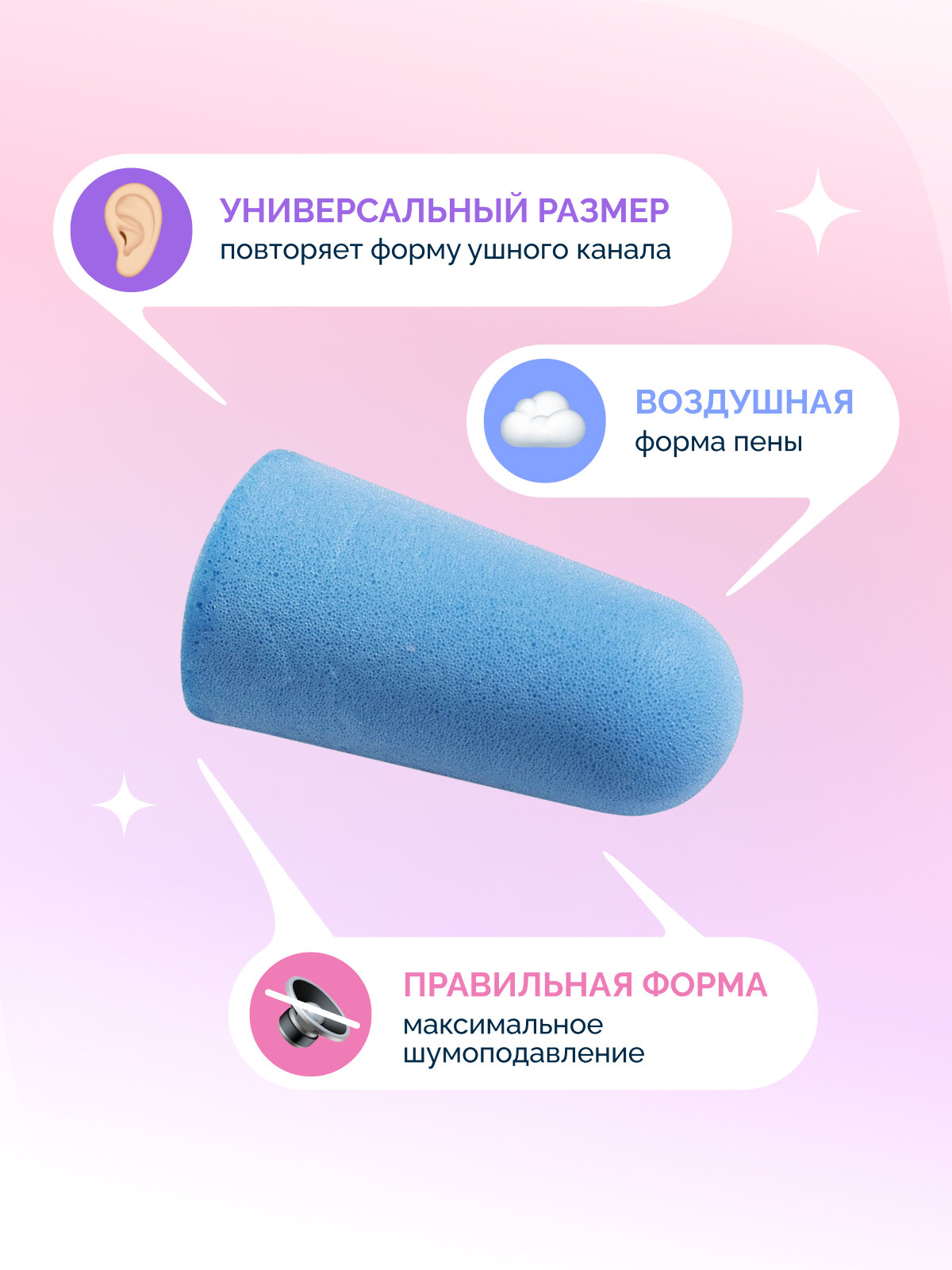 Беруши Shleepy, 3 пары, синий — фото 1