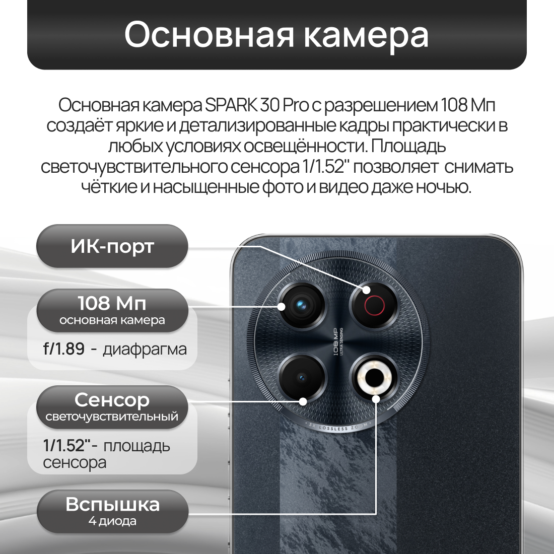 Смартфон TECNO SPARK 30 Pro 8/256ГБ, Белый — фото 1