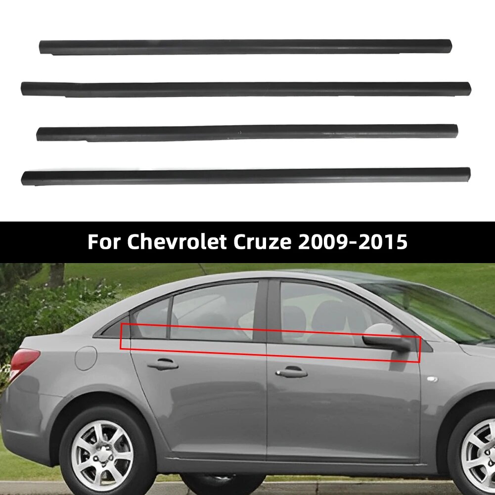 Для Chevrolet Cruze 2009-2015 4 шт, уплотнитель для окна автомобиля, накладка на окно, уплотнительный ремень, наружное оконное стекло, резина, 4pcs — фото 1