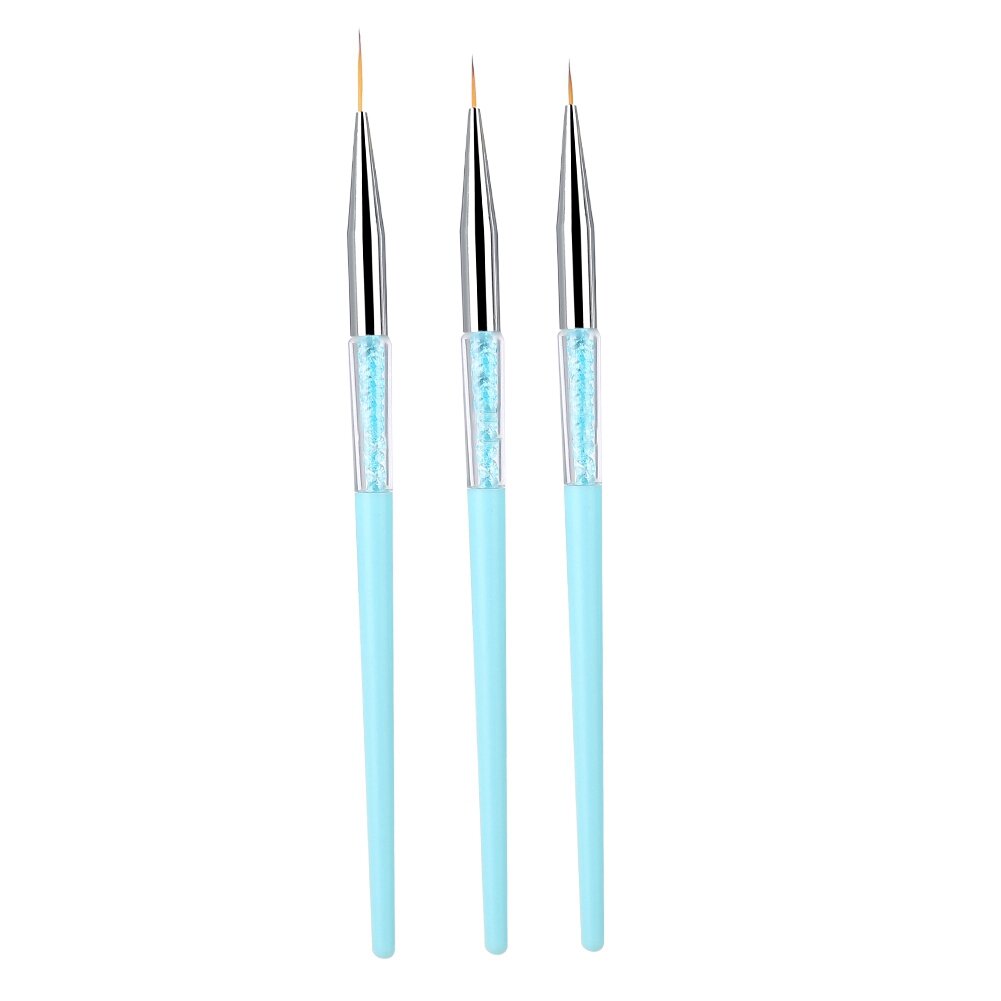 3шт Набор кистей для рисования ногтей Dotting Liner Brush Set Синий горный хрусталь Ручка УФ-гель для рисования ручкой Инструменты для рисования маникюра Дизайн