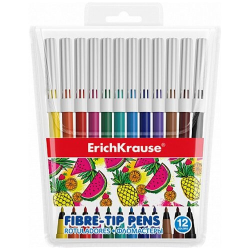 Фломастеры 12 цветов ErichKrause Washable, смываемые, европодвес