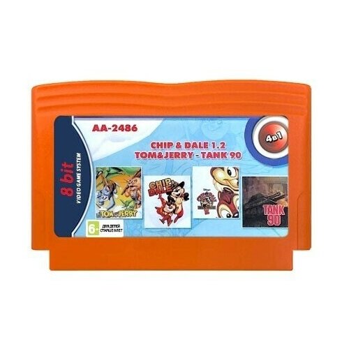 Картридж (8 бит) сборник игр 4в1 (CHIP & DALE 1+2, TOM & JERRY, TANK 90)