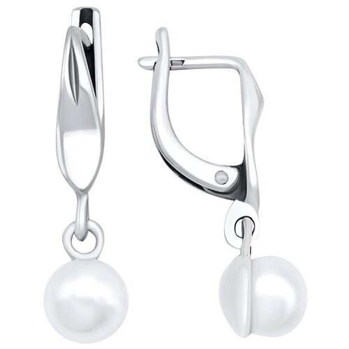 Серьги серебряные женские, серебро 925 пробы, ювелирное украшение Ариэль, с натуральным жемчугом, длинные, висячие, необычные, модные сережки. Юмила