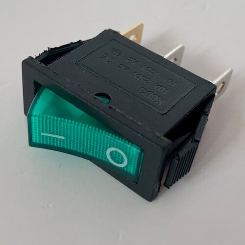 Зеленая клавиша выключатель 250В/10А, 32,7х13,6х21,7мм