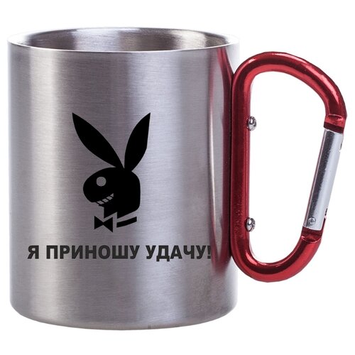 фото Металлическая кружка с карабином я приношу удачу drabs