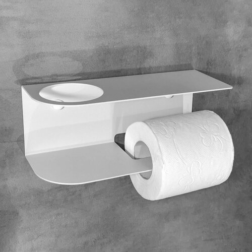 LOFT Держатель для туалетной бумаги с полкой / Белый муар