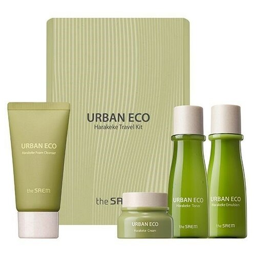 The Saem Urban Eco Harakeke Travel 4 Kit Набор миниатюр для лица с экстрактом новозеландского льна, 25 г + 31 мл + 31 мл + 8 мл the saem крем для глаз urban eco harakeke root eye cream