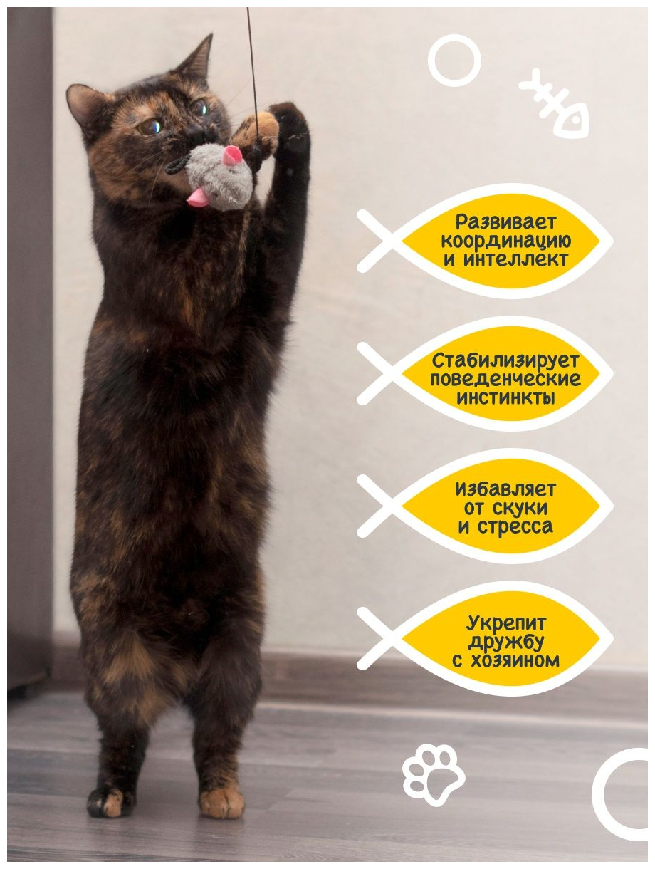 Игрушка для кошек FANCY PETS "Дразнилка Мышка", 42 см