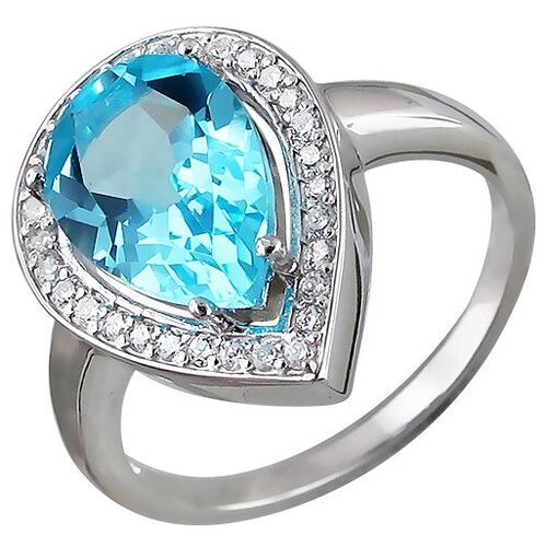 фото Эстет кольцо капля с топазом и фианитами из серебра г11к351001tb, размер 17