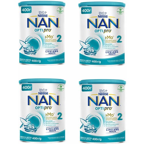 Молочная смесь Nestle NAN 2 OPTIPRO для роста, иммунитета и развития мозга, с 6 месяцев, 400 г 4 шт
