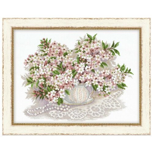 фото Набор для вышивания крестом риолис премиум вишневый цвет 40*30 см 19 цветов 100 /034