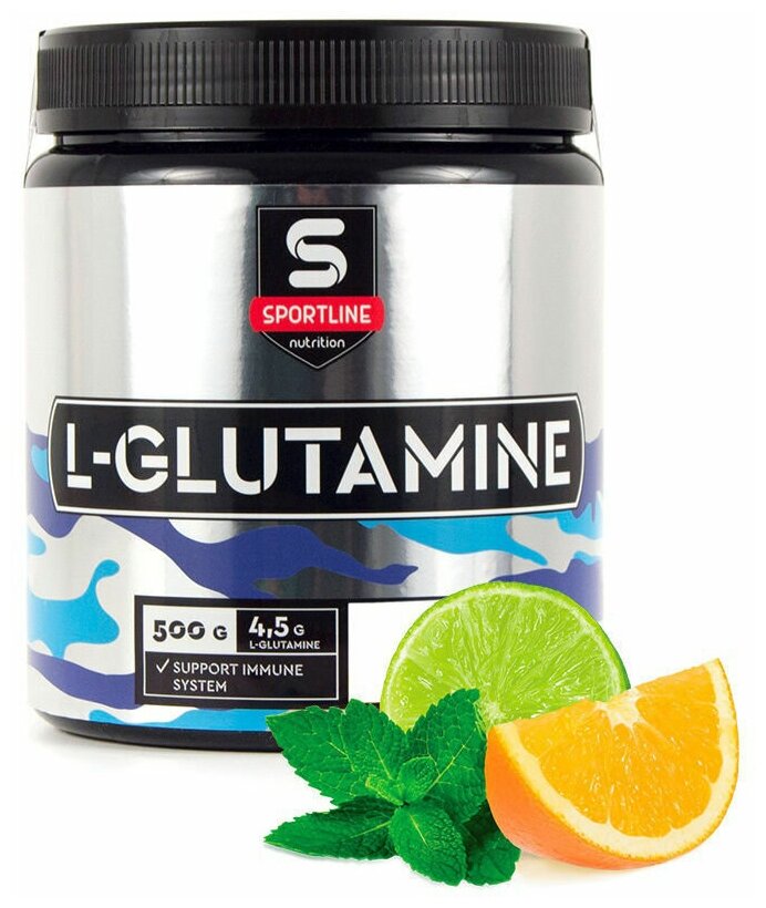 Аминокислота Sportline Nutrition L-Glutamine Powder, цитрусовый микс, 500 гр.